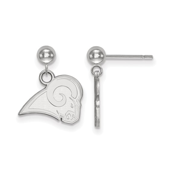 Sterling Silver Los Angeles Rams Dangle Ball Earrings Sterling Silver Los Angeles Rams Dangle Ball Earrings